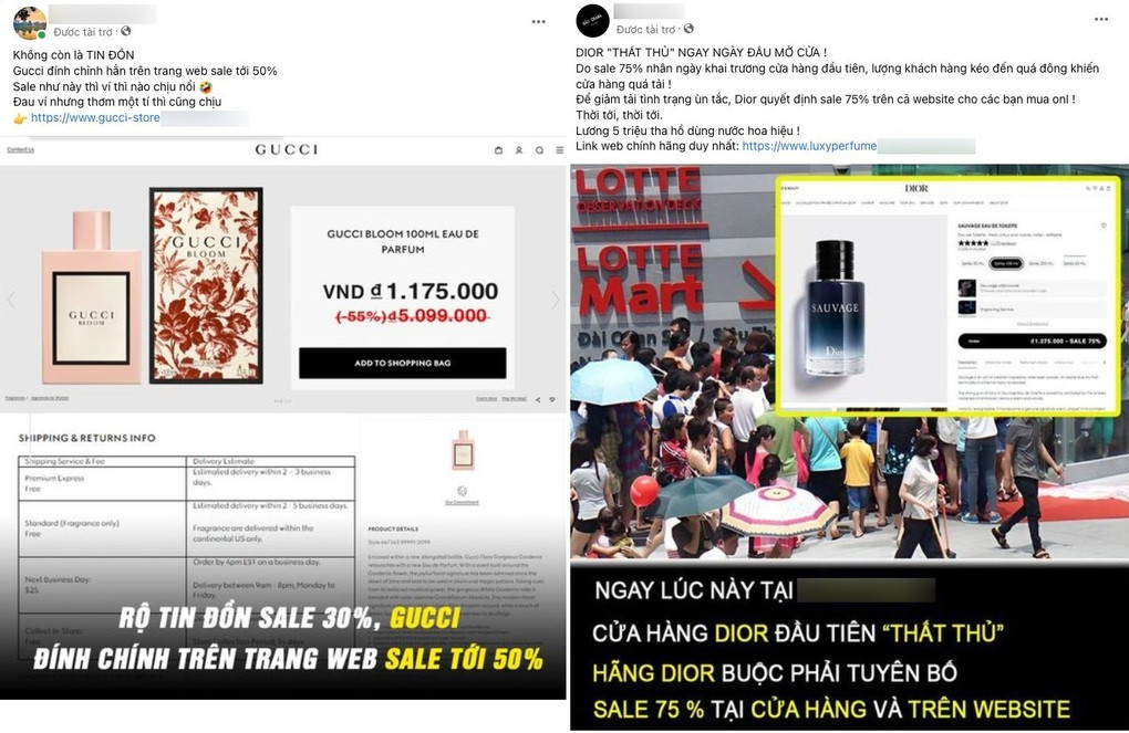 Kẻ gian chạy quảng cáo các bài đăng lừa đảo trên nhiều fanpage khác nhau.