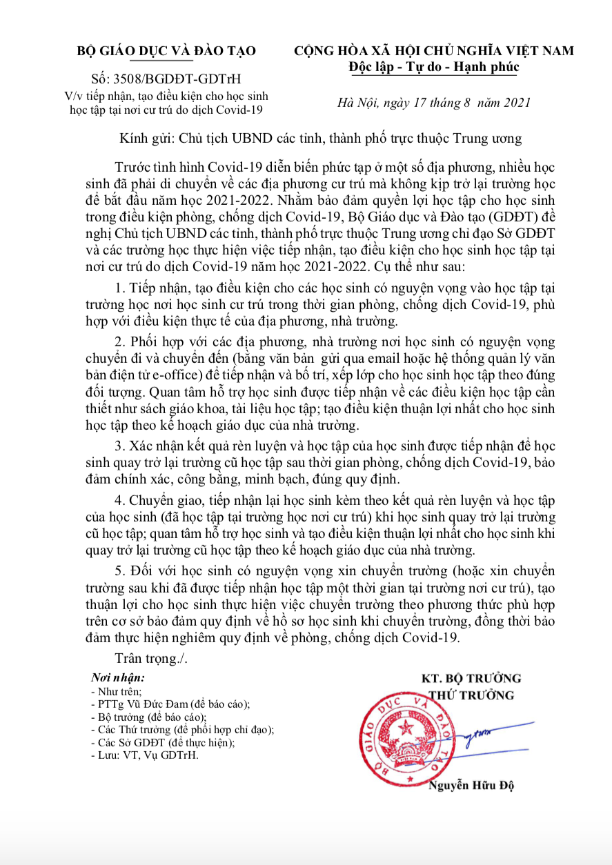 Văn bản chi tiết của Bộ GD&ĐT. Văn bản chi tiết của Bộ GD&ĐT.