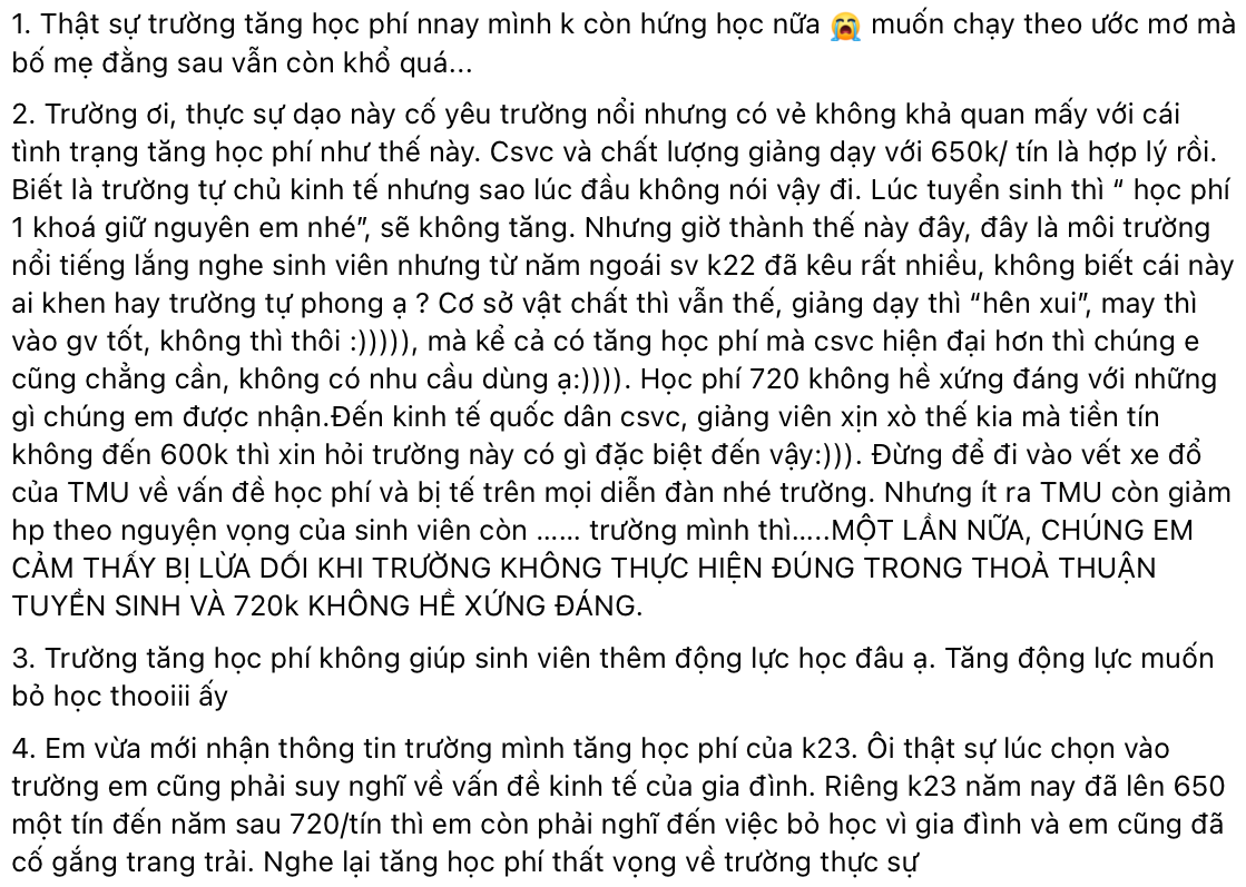Sinh viên bày tỏ bức xúc về việc tăng học phí trên các diễn đàn của trường HANU. Sinh viên bày tỏ bức xúc về việc tăng học phí trên các diễn đàn của trường HANU.