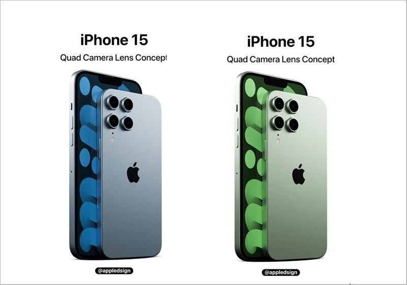 Concept iPhone 15 với bốn camera mặt lưng.
