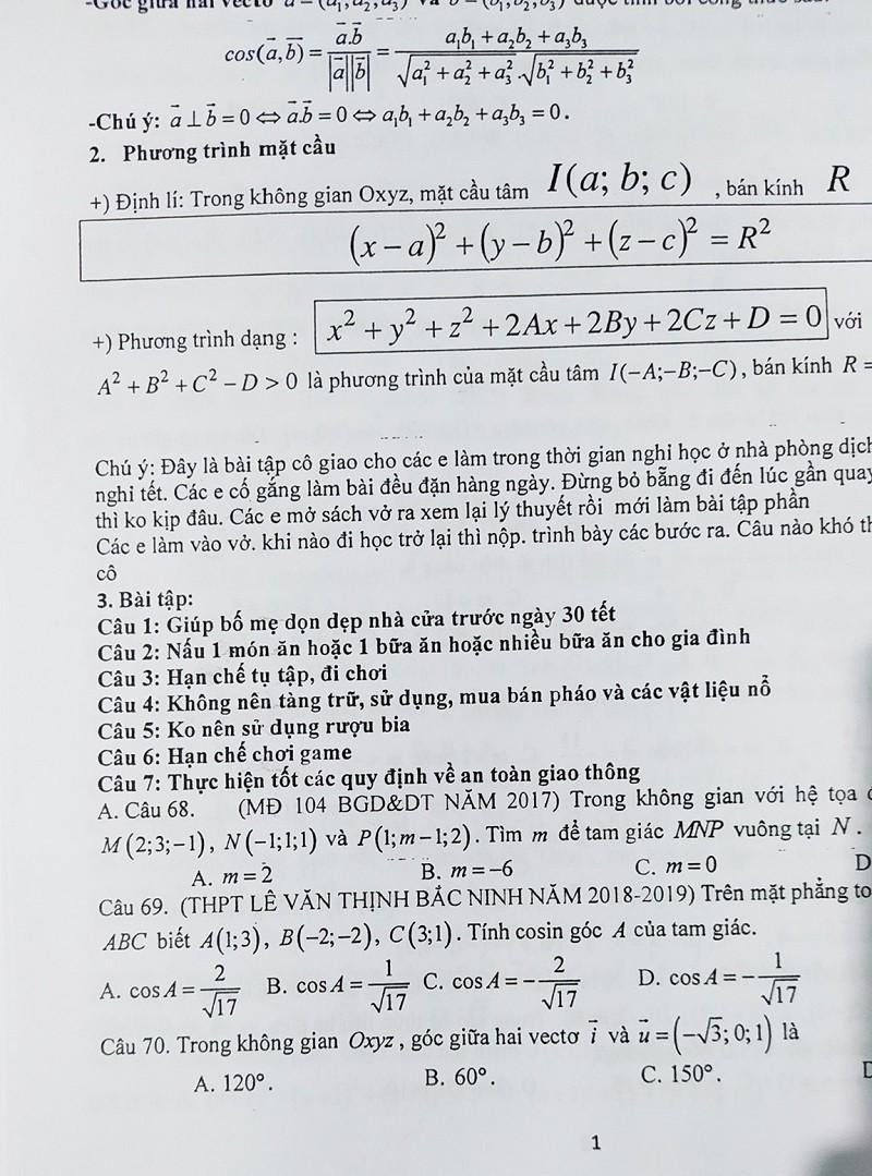 Bài tập hết sức ý nghĩa mà một giáo viên trường THPT C Bình Lục (Phủ Lý, Hà Nam) giao cho học sinh trong dịp Tết Bài tập hết sức ý nghĩa mà một giáo viên trường THPT C Bình Lục (Phủ Lý, Hà Nam) giao cho học sinh trong dịp Tết