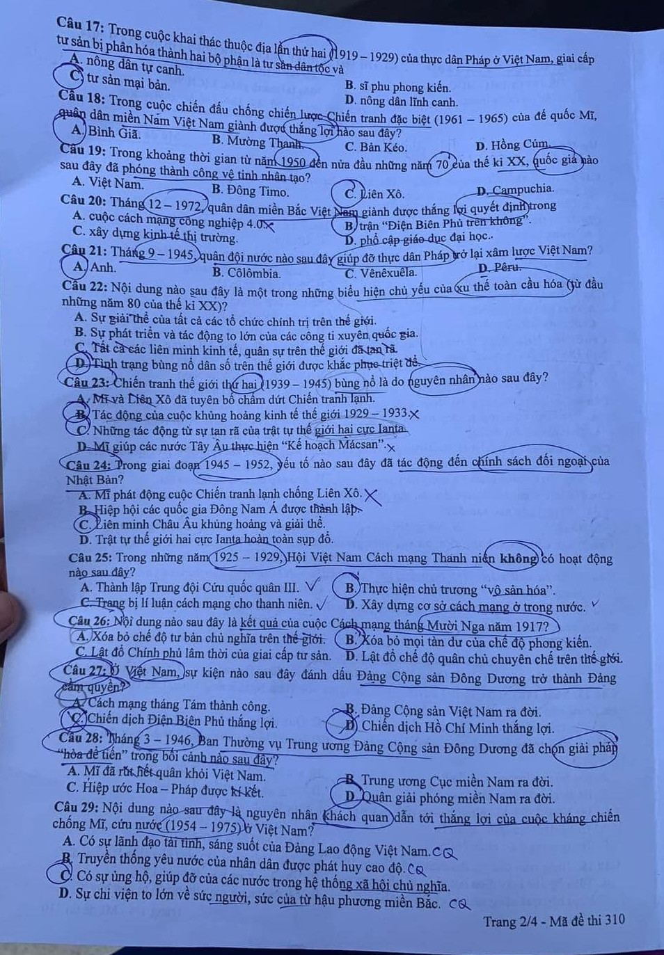 Đề thi tốt nghiệp THPT Quốc gia năm 2024 môn Lịch sử mã đề 310. Đề thi tốt nghiệp THPT Quốc gia năm 2024 môn Lịch sử mã đề 310.