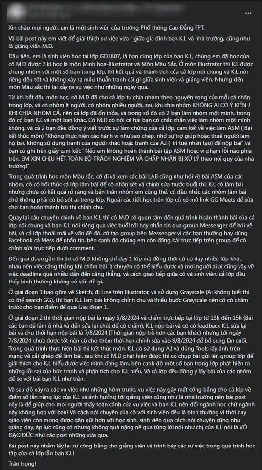 Bài đăng của một bạn sinh viên cùng lớp. Bài đăng của một bạn sinh viên cùng lớp.