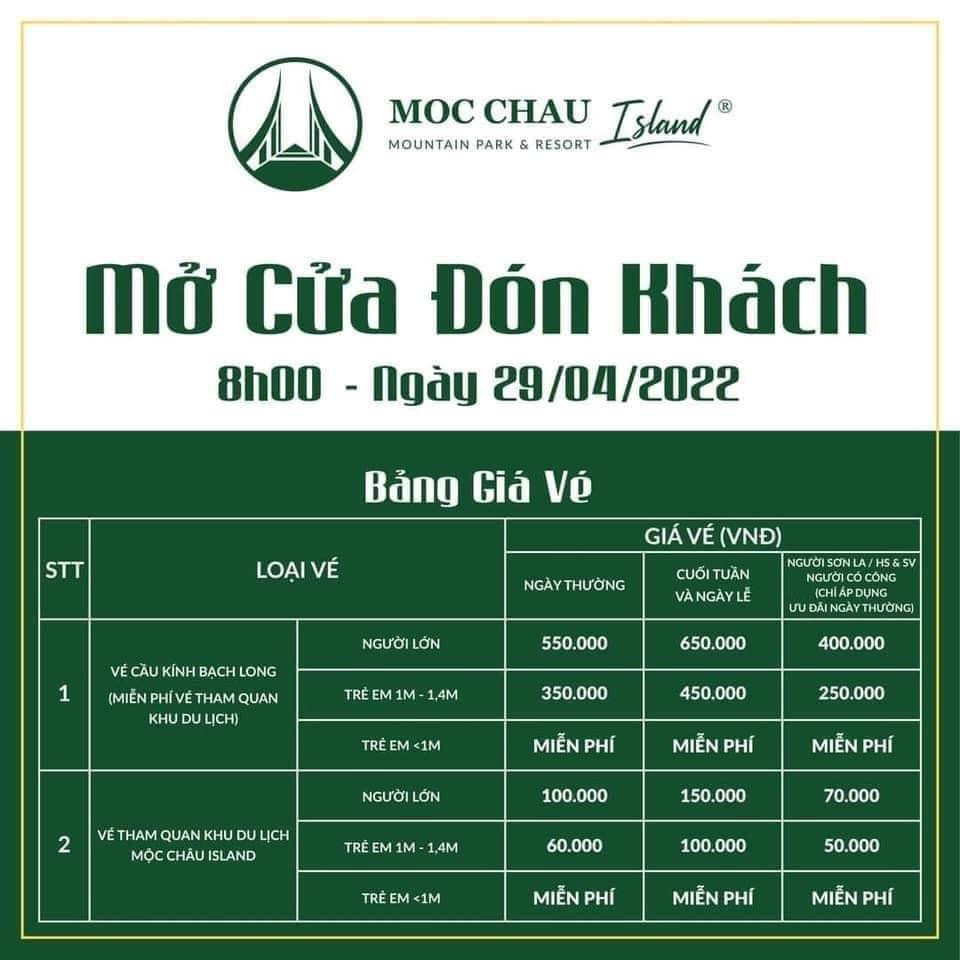 Bảng giá vé tham quan cầu kính Bạch Long. Bảng giá vé tham quan cầu kính Bạch Long.