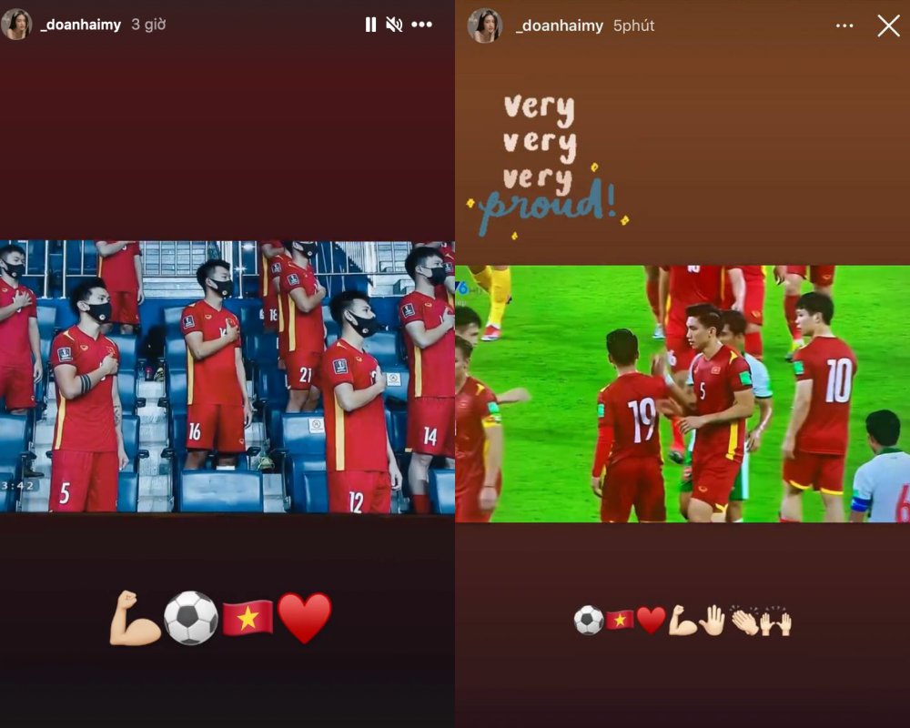 Doãn Hải My liên tục cập nhật story liên quan đến trận đấu. Doãn Hải My liên tục cập nhật story liên quan đến trận đấu.
