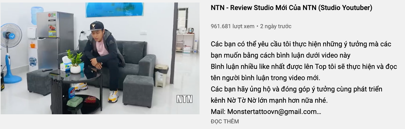Trước đó, NTN Vlogs vừa đăng tải video khoe studio tại gia, có thể đây là nơi mà anh chàng sẽ thực hiện những dự án trong tương lai.