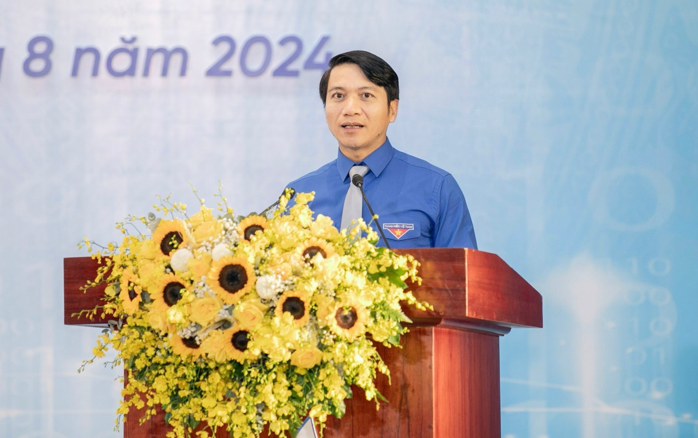 Đồng chí Nguyễn Ngọc Lương - Bí thư Thường trực T.Ư Đoàn, Chủ tịch T.Ư Hội Liên hiệp Thanh niên Việt Nam phát biểu chỉ đạo tại Đại hội.