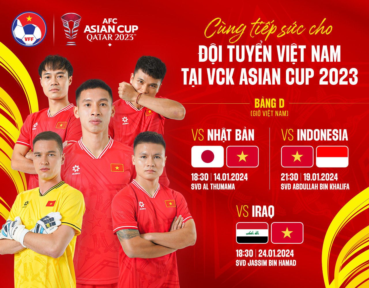 Lịch thi đấu của ĐT Việt Nam tại bảng D VCK Asian Cup 2023. (Ảnh: VFF)