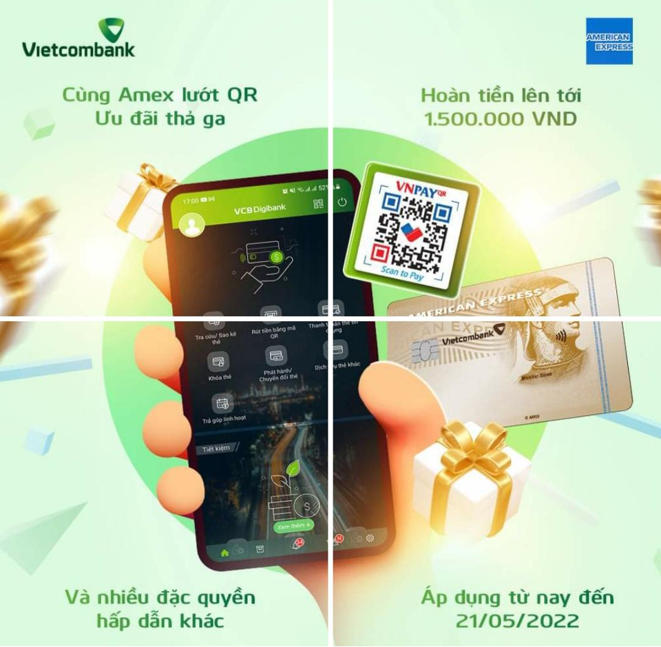 Chi tiêu bằng thẻ Vietcombank AMEX đem lại cho người dùng nhiều ưu đãi thiết thực.