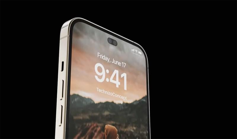 Hình ảnh mặt trước iPhone 15 Pro với notch mới.