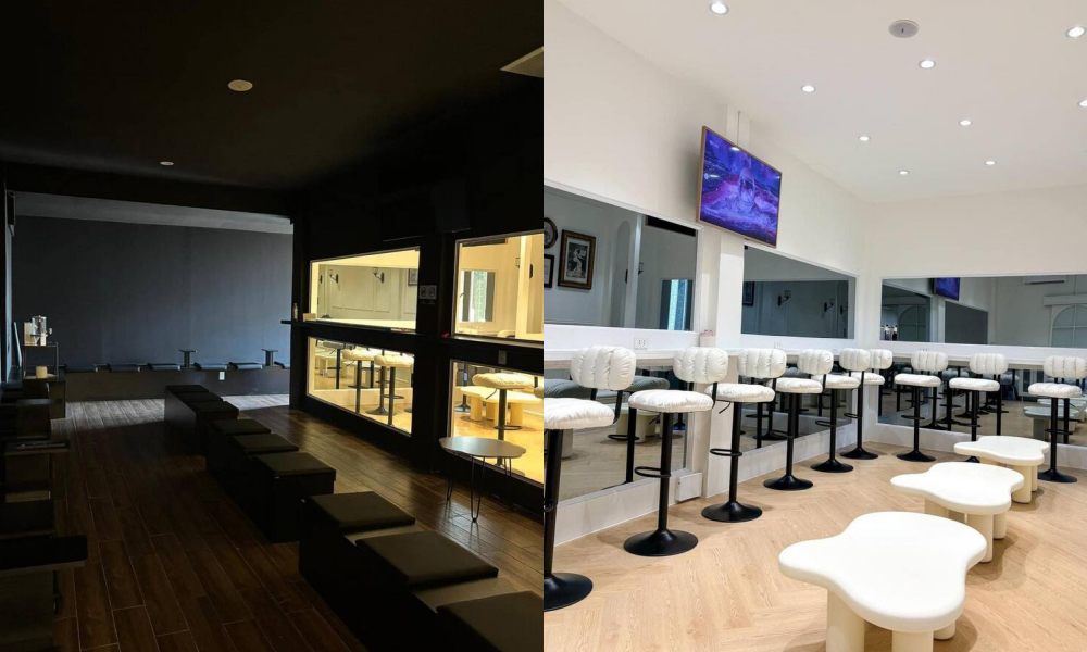 Quán sử dụng gương một chiều, từ bên nam có thể nhìn thấy được bên nữ đang làm gì. Quán sử dụng gương một chiều, từ bên nam có thể nhìn thấy được bên nữ đang làm gì.