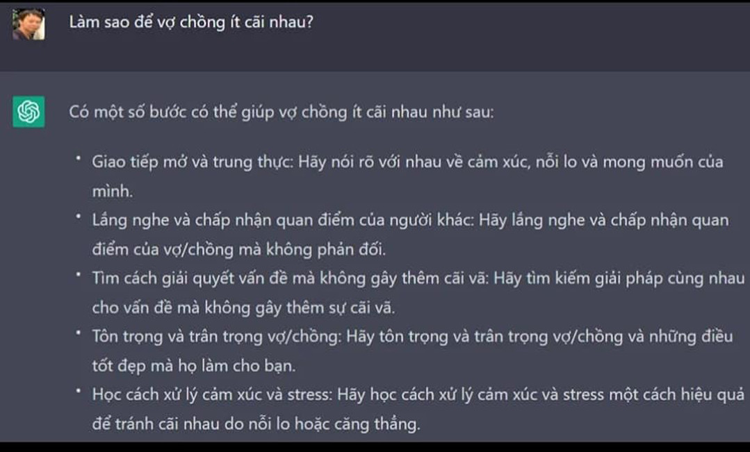 Những lời khuyên hết sức "chân thành" từ ChatGPT. Những lời khuyên hết sức "chân thành" từ ChatGPT.