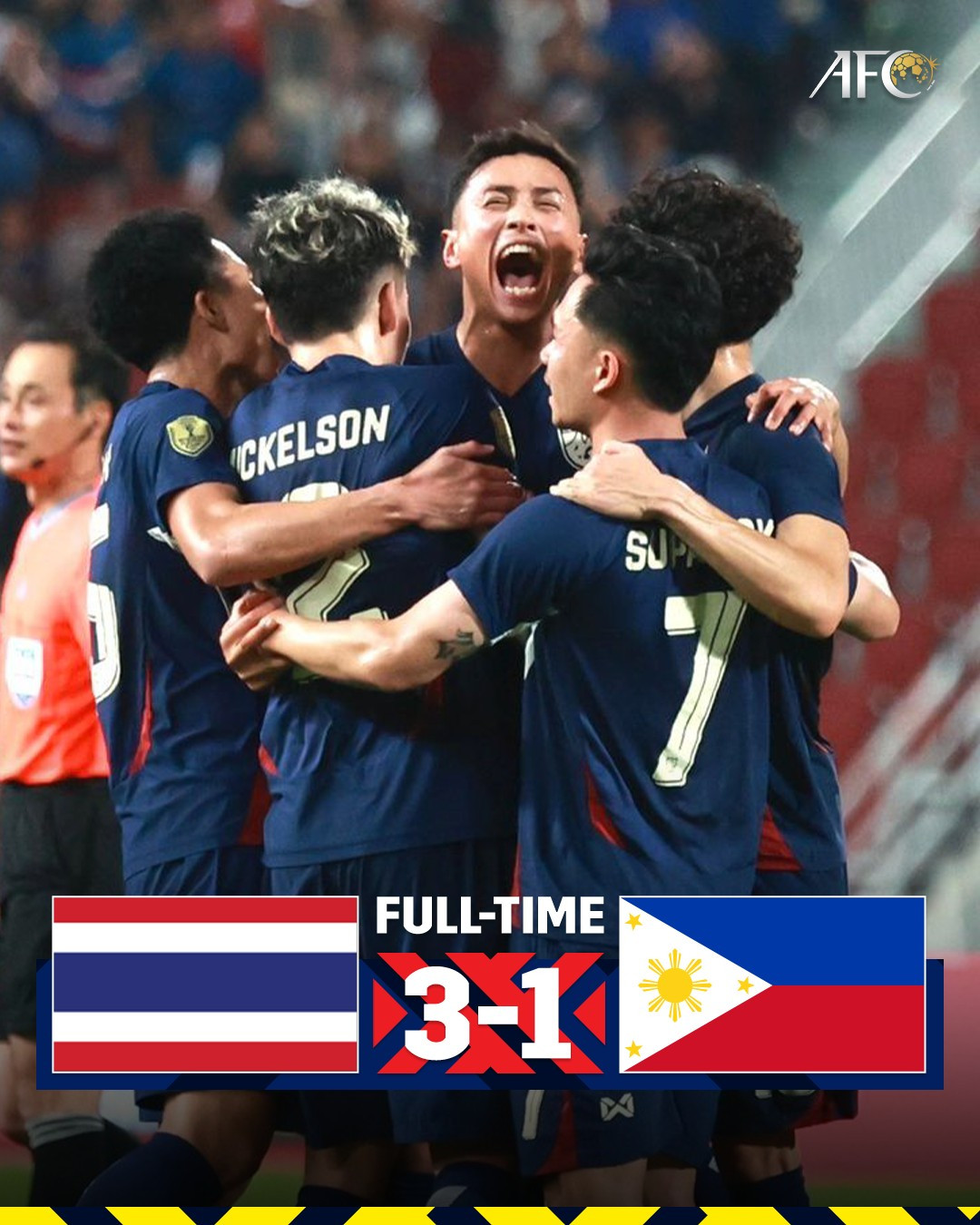 ĐT Thái Lan thắng ĐT Philippines 3-1 trên sân Rajamangala. (Ảnh: AFC Asian Cup)