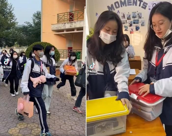 Từ những chiếc hộp, chiếc túi ở siêu thị đến những đồ dùng sinh hoạt trong nhà như làn đi chợ, va-li, thùng mì tôm đều được đưa vào "trend" này. (Ảnh cắt từ clip TikTok @linhcas) Từ những chiếc hộp, chiếc túi ở siêu thị đến những đồ dùng sinh hoạt trong nhà như làn đi chợ, va-li, thùng mì tôm đều được đưa vào "trend" này. (Ảnh cắt từ clip TikTok @linhcas)