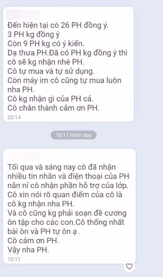 Cô H. tạo bình chọn trên nhóm Zalo cho phụ huynh bỏ phiếu. Theo giải thích của cô H., trong lớp có 38 phụ huynh nhưng nhóm Zalo lên đến 47 người nên cô giáo không biết ai là ai.