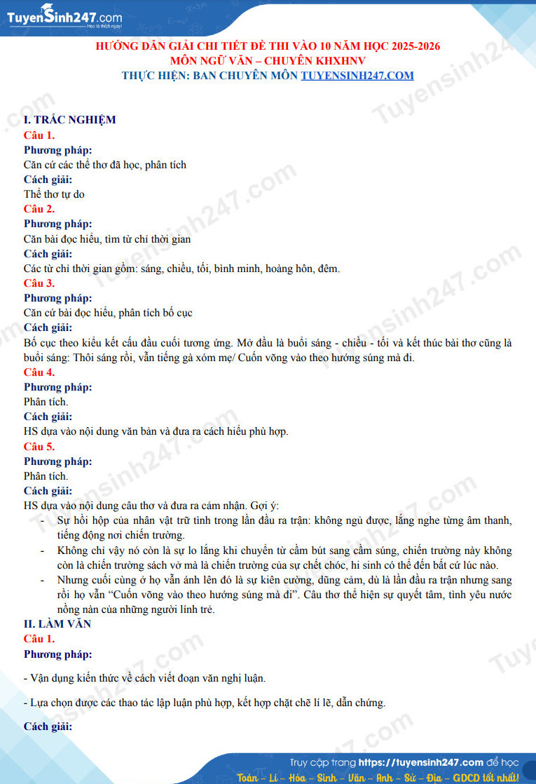 Gợi ý giải đề môn Văn do ban chuyên môn tuyensinh247 thực hiện. Gợi ý giải đề môn Văn do ban chuyên môn tuyensinh247 thực hiện.