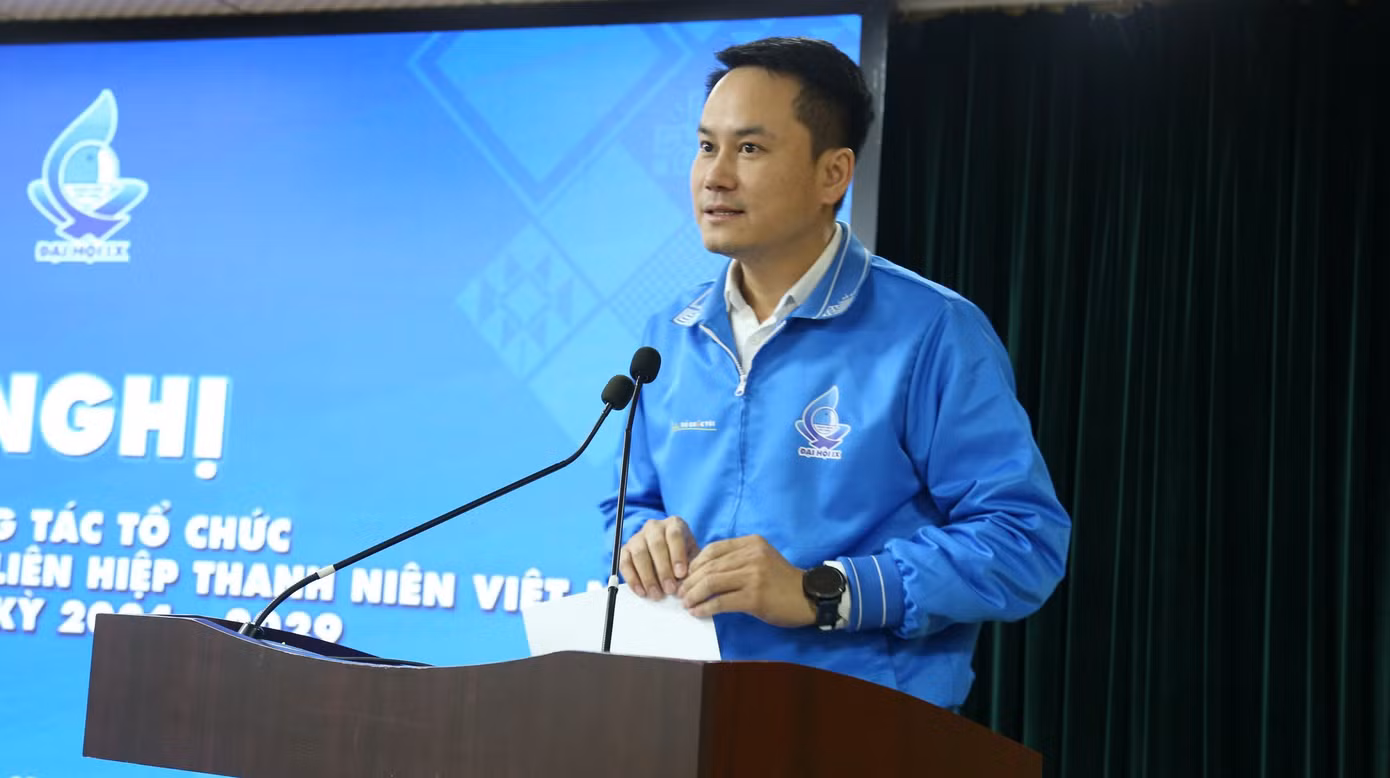 Đồng chí Nguyễn Kim Quy, Trưởng ban Mặt trận Thanh niên T.Ư Đoàn, Phó Chủ tịch Thường trực Trung ương Hội LHTN Việt Nam phát biểu tại hội nghị.