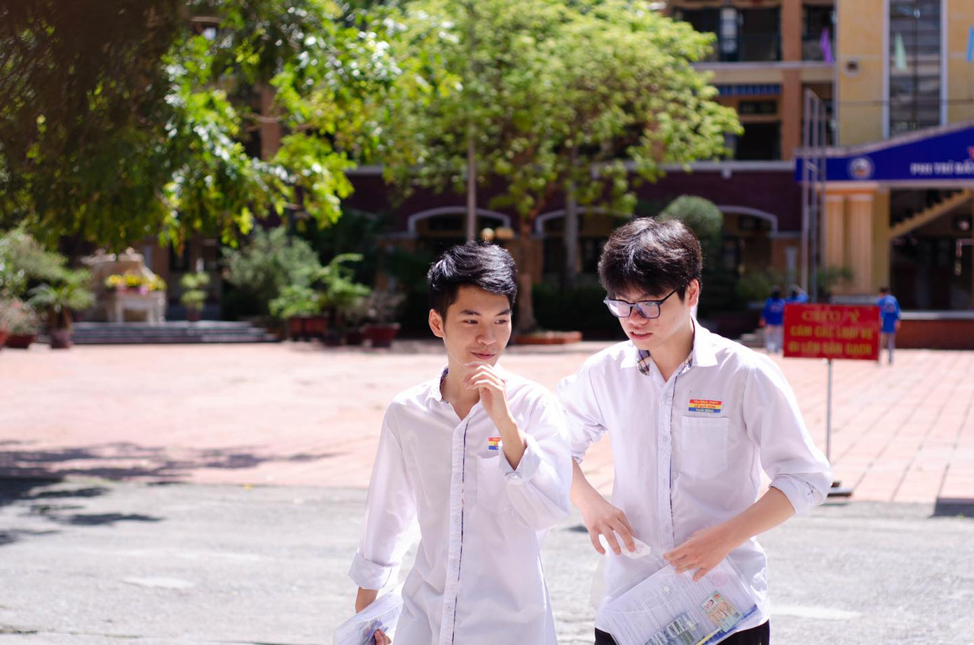 Thí sinh tại điểm thi THPT Lê Quý Đôn - Thái Bình. (Ảnh: Linh Phương)