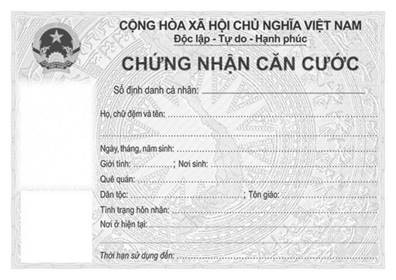 Mặt trước của giấy chứng nhận căn cước được cấp cho người gốc Việt Nam chưa xác định được quốc tịch đang sinh sống tại Việt Nam từ ngày 1/7/2024. Mặt trước của giấy chứng nhận căn cước được cấp cho người gốc Việt Nam chưa xác định được quốc tịch đang sinh sống tại Việt Nam từ ngày 1/7/2024.