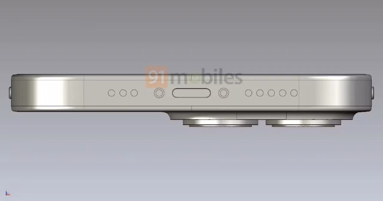 Bản vẽ thiết kế iPhone 14 Pro. (Ảnh: 91mobiles)