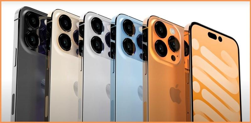 iPhone 14 Pro Max màu Sunset Gold nổi bật trước các phiên bản màu khác .