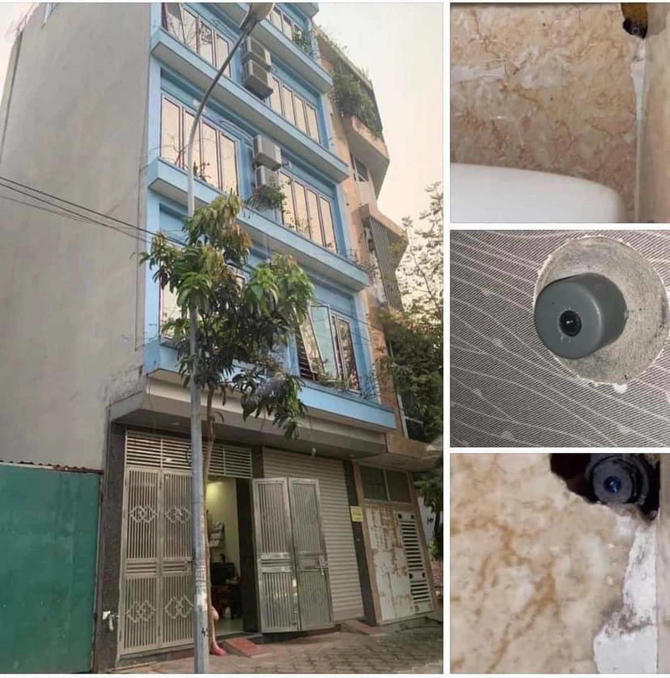 Trong căn nhà trọ 5 tầng có nhiều nhà vệ sinh bị lắp camera. Trong căn nhà trọ 5 tầng có nhiều nhà vệ sinh bị lắp camera.