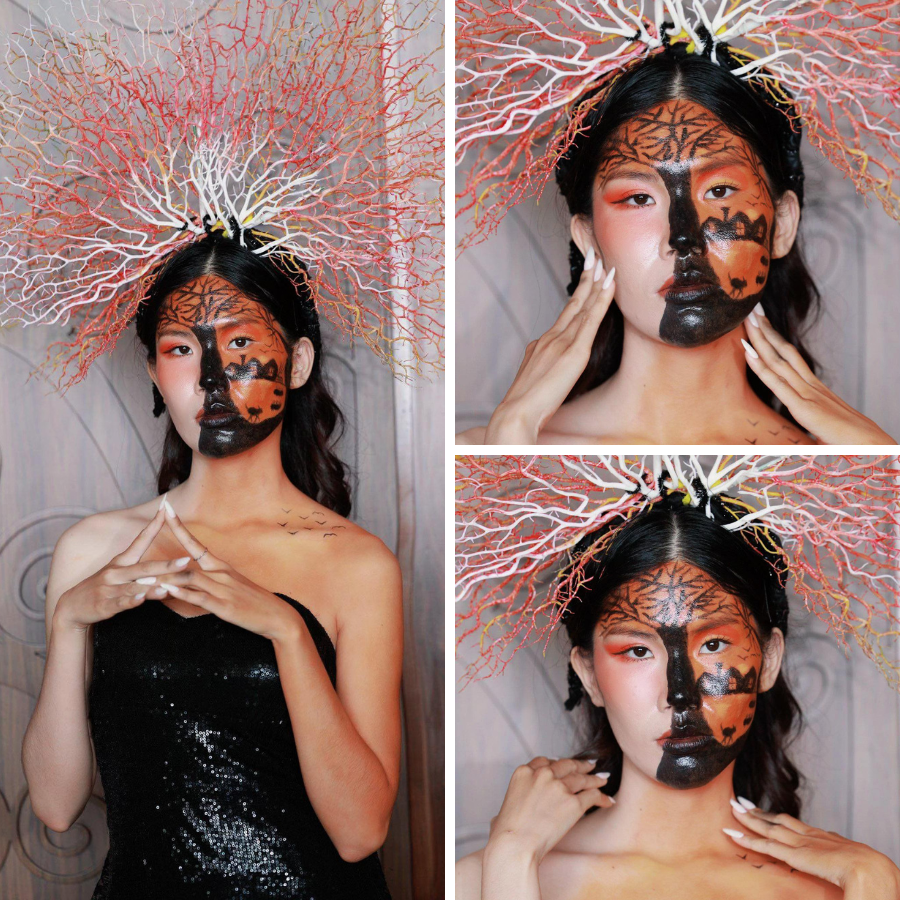 Hóa trang là một trong những phần thi đòi hỏi kỹ thuật phối màu, tạo khối, bố cục… Màn trang điểm hóa trang này có thể kéo dài nhiều giờ đồng hồ. Hóa trang là một trong những phần thi đòi hỏi kỹ thuật phối màu, tạo khối, bố cục… Màn trang điểm hóa trang này có thể kéo dài nhiều giờ đồng hồ.