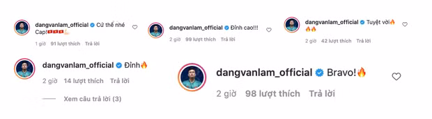 Đặng Văn Lâm thường xuyên đăng story, bình luận động viên tinh thần các đồng đội.