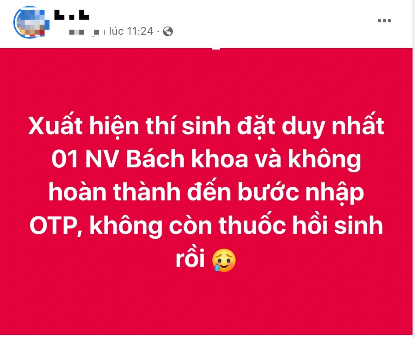 Thông tin về thí sinh chỉ đăng ký một nguyện vọng đang khiến mạng xã hội xôn xao.