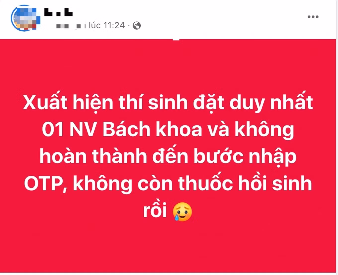 Thông tin về thí sinh chỉ đăng ký một nguyện vọng đang khiến mạng xã hội xôn xao.