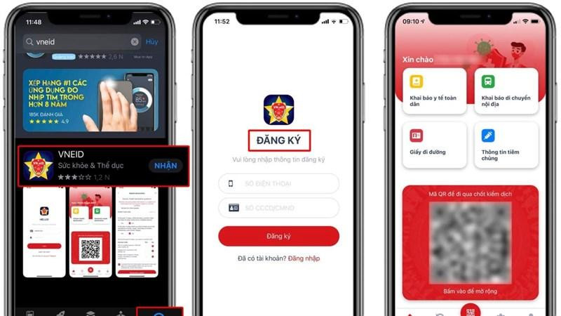 Tải app VNEID để đăng kí tài khoản định danh điện tử.