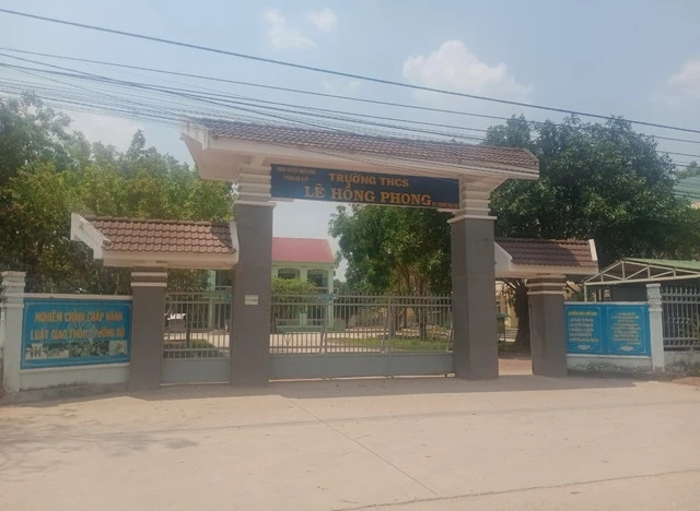 Trường THCS Lê Hồng Phong (huyện Buôn Đôn) nơi xảy ra vụ việc.