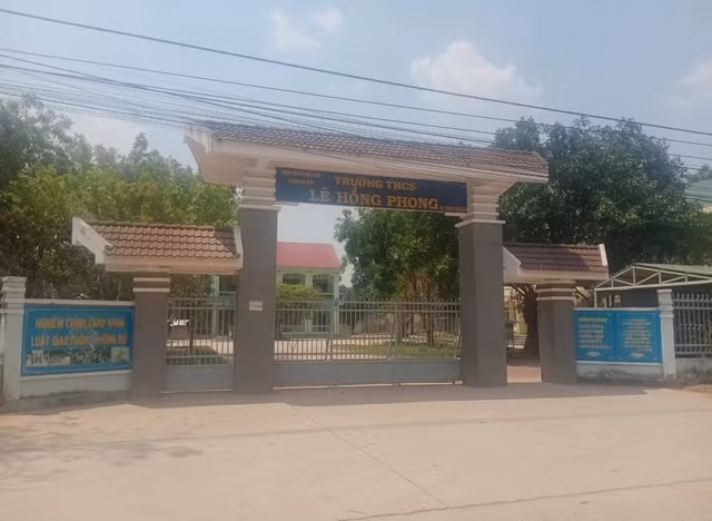 Trường THCS Lê Hồng Phong (huyện Buôn Đôn) nơi xảy ra vụ việc.