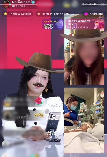 Nam TikToker được người xem liên tục tặng quà khiến cho hình ảnh của anh khi hiện lên màn hình trông &quot;dở khóc dở cười&quot;.