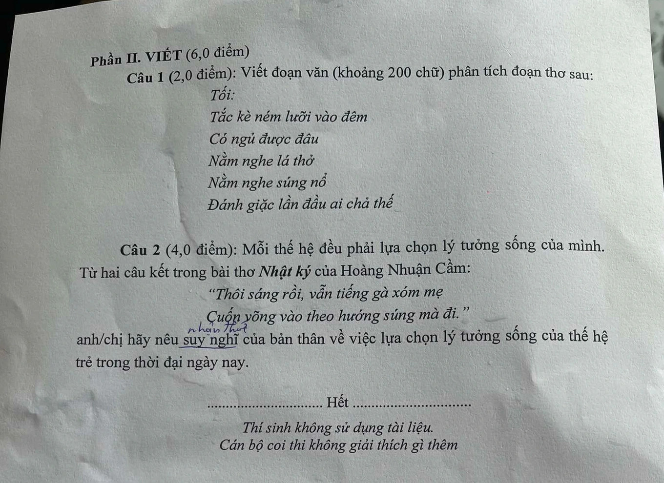 Đề thi môn Văn (chung) kỳ thi vào lớp 10 THPT chuyên Khoa học Xã hội và Nhân văn năm 2025. Đề thi môn Văn (chung) kỳ thi vào lớp 10 THPT chuyên Khoa học Xã hội và Nhân văn năm 2025.