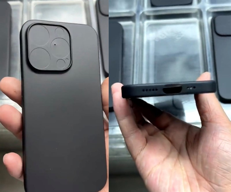 Mặt sau và khung cạnh dưới của ốp lưng iPhone 15 Pro Max. (Ảnh cắt từ video của Majin Bu) Mặt sau và khung cạnh dưới của ốp lưng iPhone 15 Pro Max. (Ảnh cắt từ video của Majin Bu)