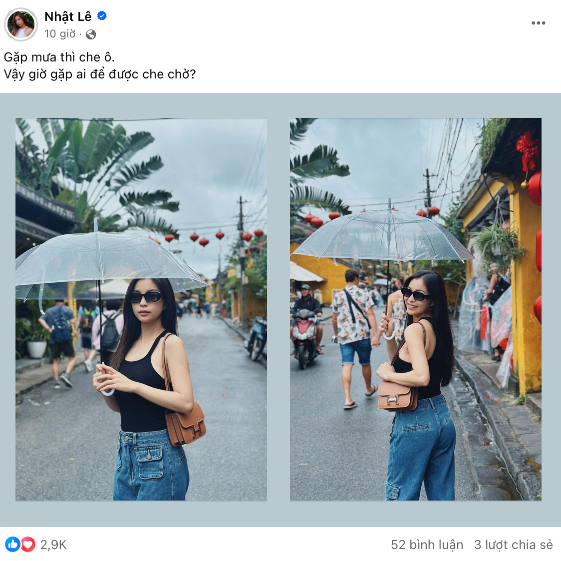 Bài đăng mới nhất của Nhật Lê khiến dân mạng tin rằng cô hiện tại vẫn đang độc thân. Bài đăng mới nhất của Nhật Lê khiến dân mạng tin rằng cô hiện tại vẫn đang độc thân.