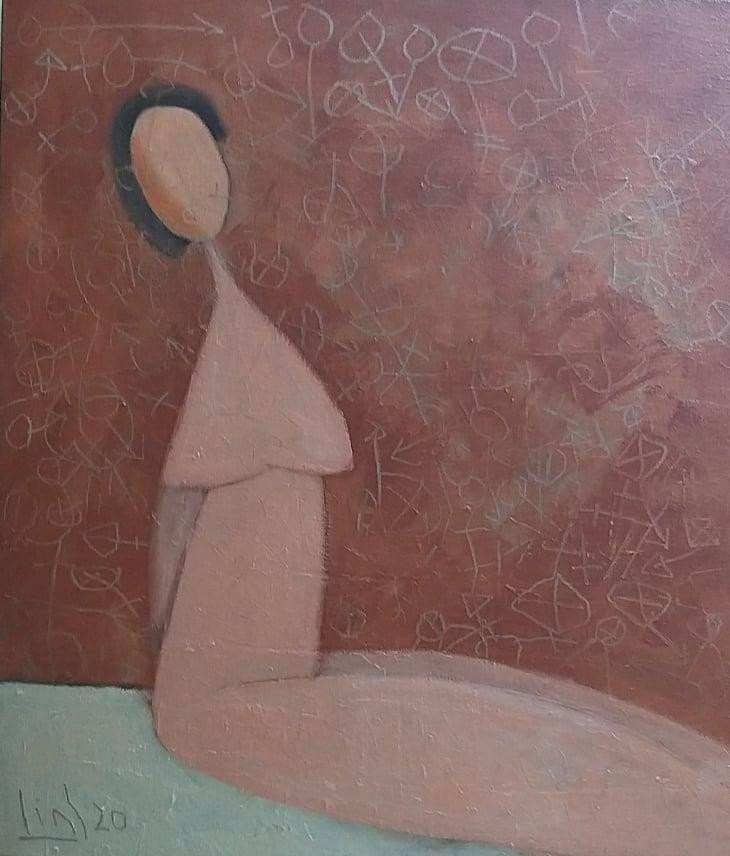 Bức “Đóa xuân”, sơn dầu của Tào Linh, khổ 70 cm x 80 cm, do một người chơi tranh gửi tặng chương trình.