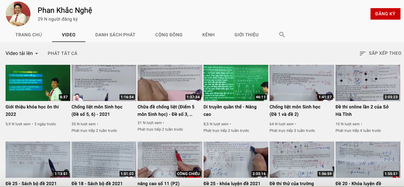 Kênh YouTube của thầy Phan Khắc Nghệ. Kênh YouTube của thầy Phan Khắc Nghệ.