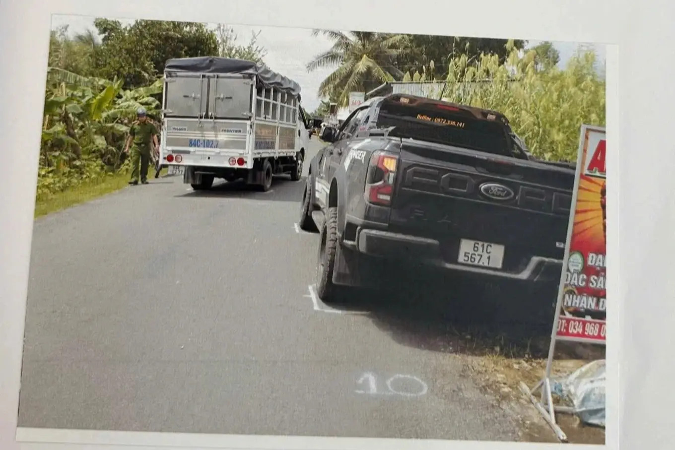 Biên bản thực nghiệm hiện trường vụ tai nạn. (Ảnh: Nguyễn Văn Quynh)