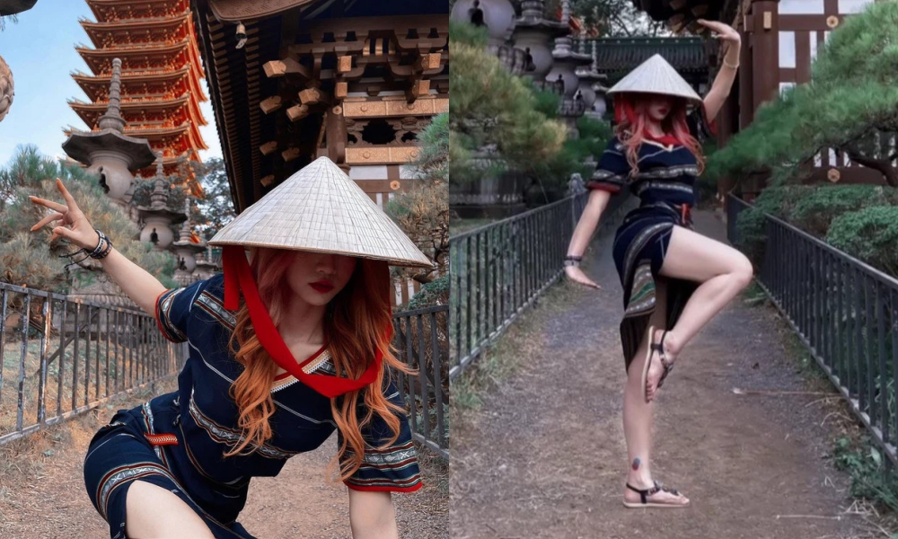 Nhưng thực tế chiếc váy có đường xẻ đùi khá cao. Cô nàng còn co một chân lên cao, vì thế mà váy cũng bị kéo lên hớ hênh. Nhưng thực tế chiếc váy có đường xẻ đùi khá cao. Cô nàng còn co một chân lên cao, vì thế mà váy cũng bị kéo lên hớ hênh.