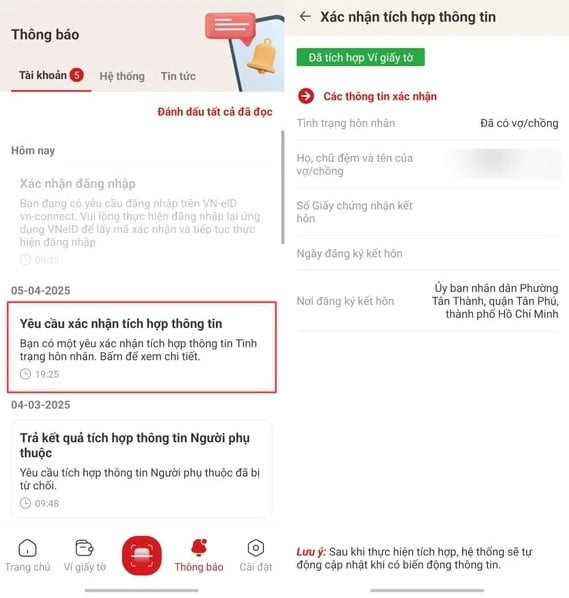 Hệ thống sẽ kiểm tra lại thông tin đã kê khai và sau đó nếu xác nhận chính xác sẽ tích hợp vào ứng dụng VNeID của người dùng. Hệ thống sẽ kiểm tra lại thông tin đã kê khai và sau đó nếu xác nhận chính xác sẽ tích hợp vào ứng dụng VNeID của người dùng.