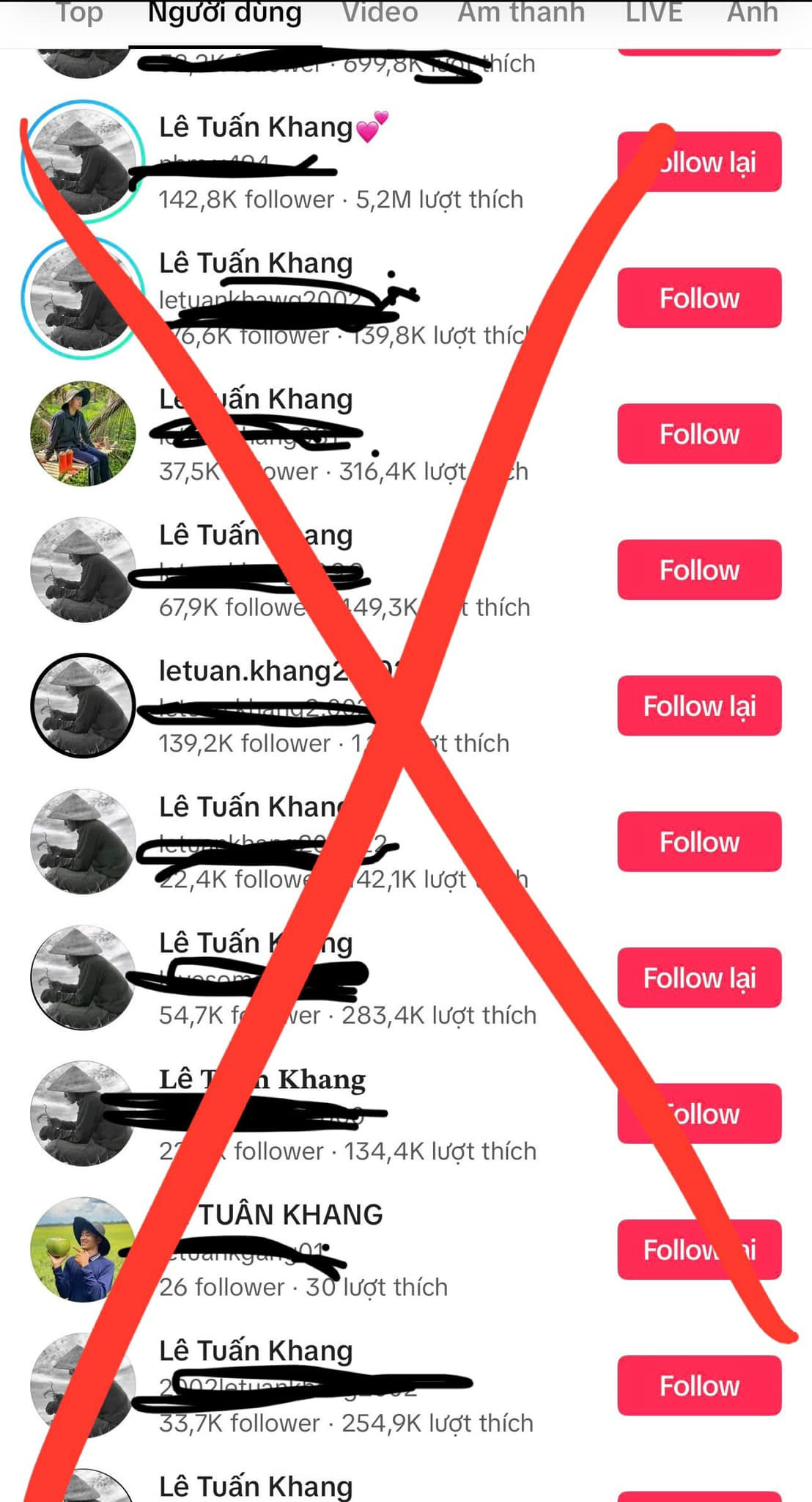 Tài khoản giả mạo cũng như thông tin sai sự thật về Lê Tuấn Khang &quot;mọc lên như nấm&quot;.