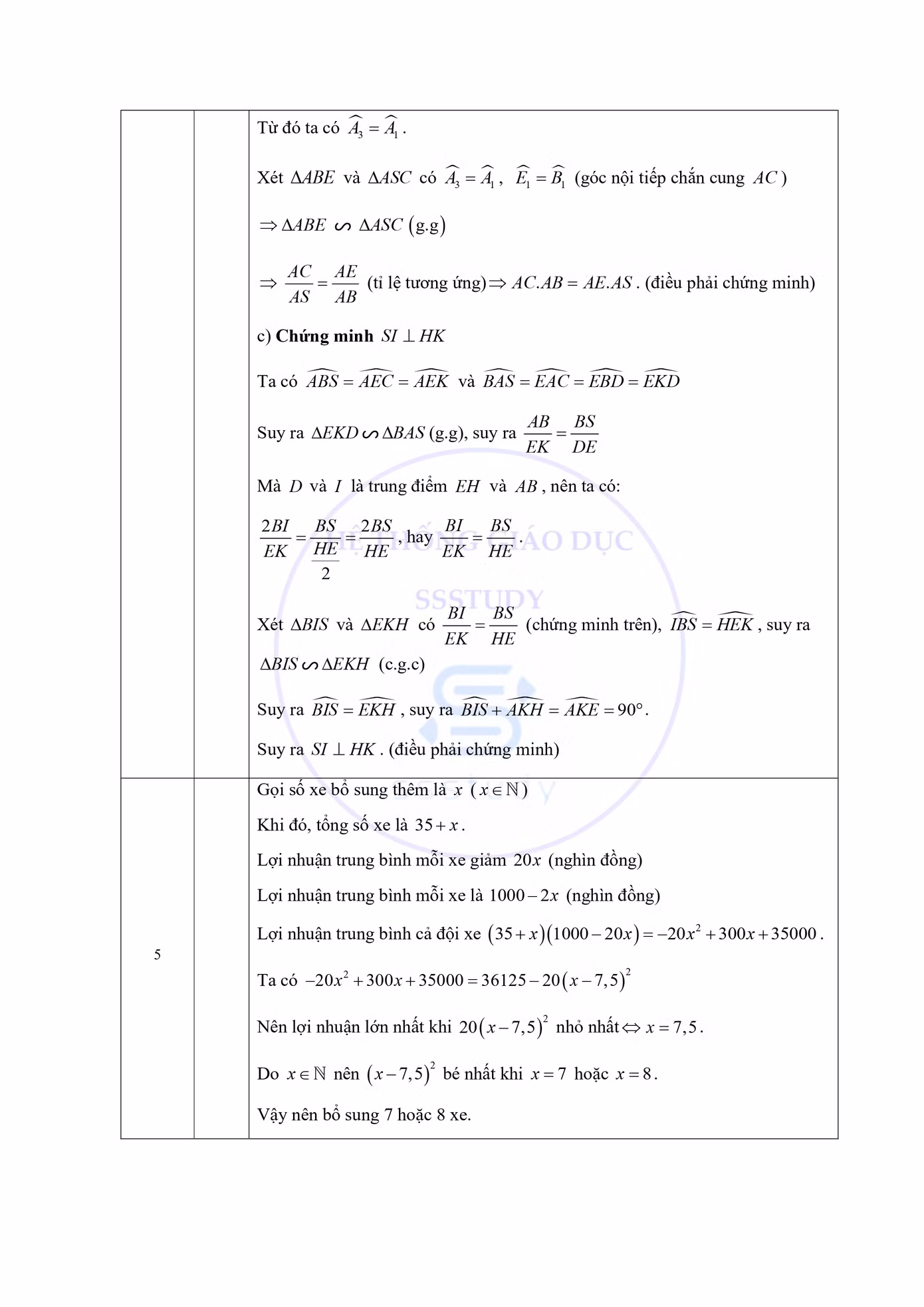 Đáp án tham khảo môn Toán vào lớp 10 tại Hà Nội được thực hiện bởi Hệ thống giáo dục SSStudy.