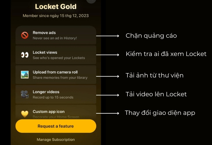 Những tính năng nâng cấp của phiên bản Locket Gold.