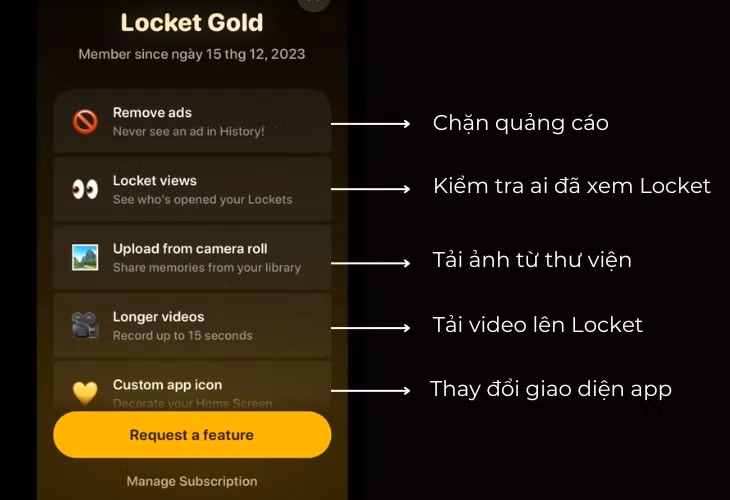 Những tính năng nâng cấp của phiên bản Locket Gold.