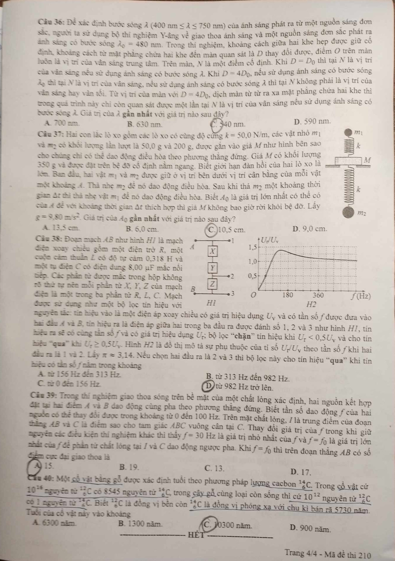 Đề thi tốt nghiệp THPT Quốc gia năm 2024 môn Vật lí mã đề 210. Đề thi tốt nghiệp THPT Quốc gia năm 2024 môn Vật lí mã đề 210.