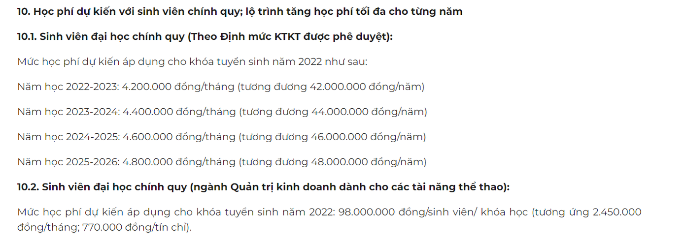 Mức học phí theo Đề án tuyển sinh của trường Đại học Kinh tế - ĐH Quốc gia Hà Nội năm 2022.