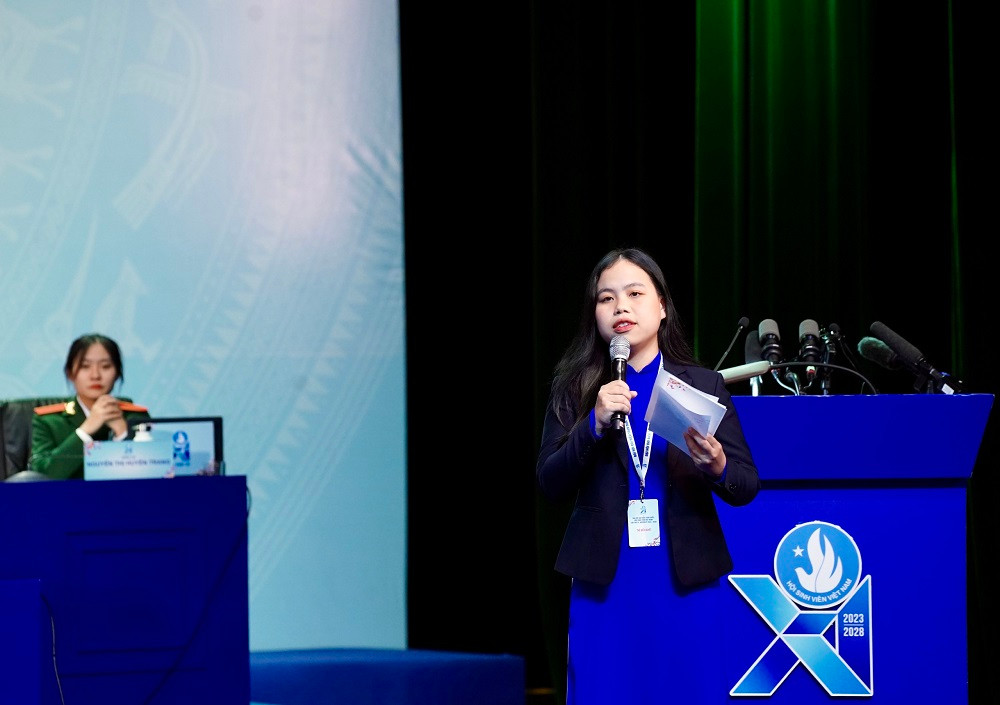 Đại biểu Mai Hải Yến - Chủ tịch Hội Sinh viên Việt Nam Học viện Cán bộ TP.HCM.