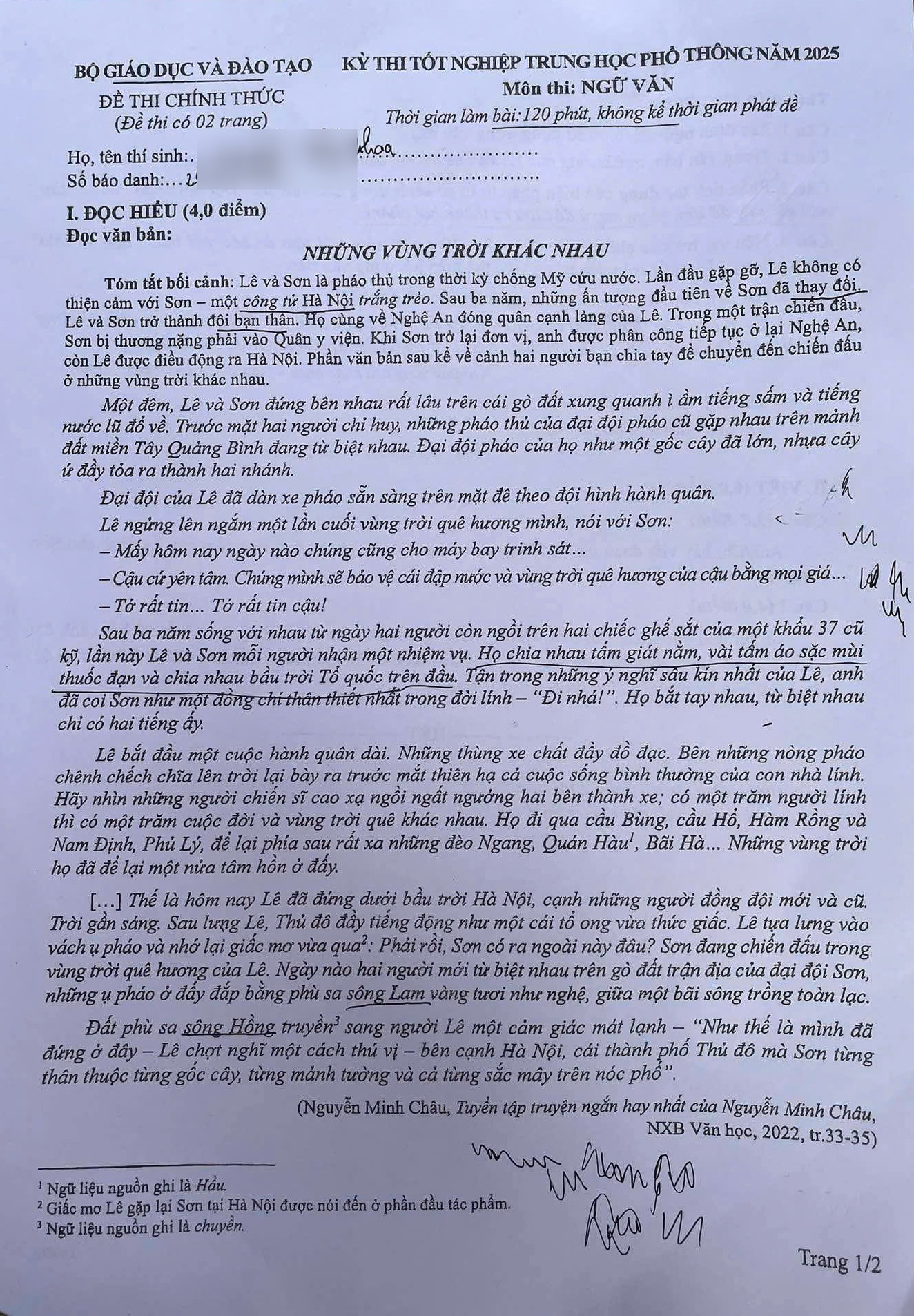 Đề thi Tốt nghiệp THPT năm 2025 môn Ngữ văn.